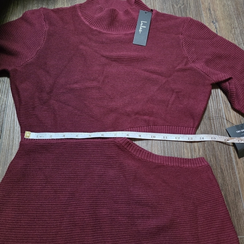 Lulus Burgundy Cutout Knit Maxi Sweater Dress Women’s XL NWT Long Sleeve Bodycon - Picture 10 of 11